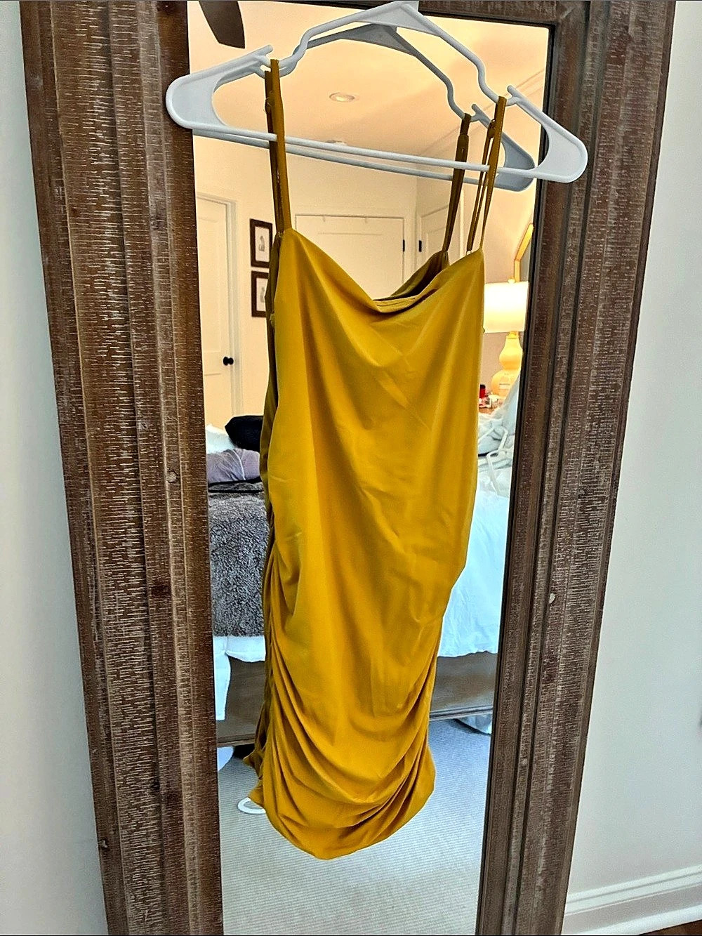 Tiger Mist Joslin Dress Ruched Yellow Midi Large